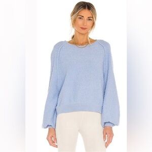 Free People Found My Friend Blue Knit Texture Sweater Pullover Size Small